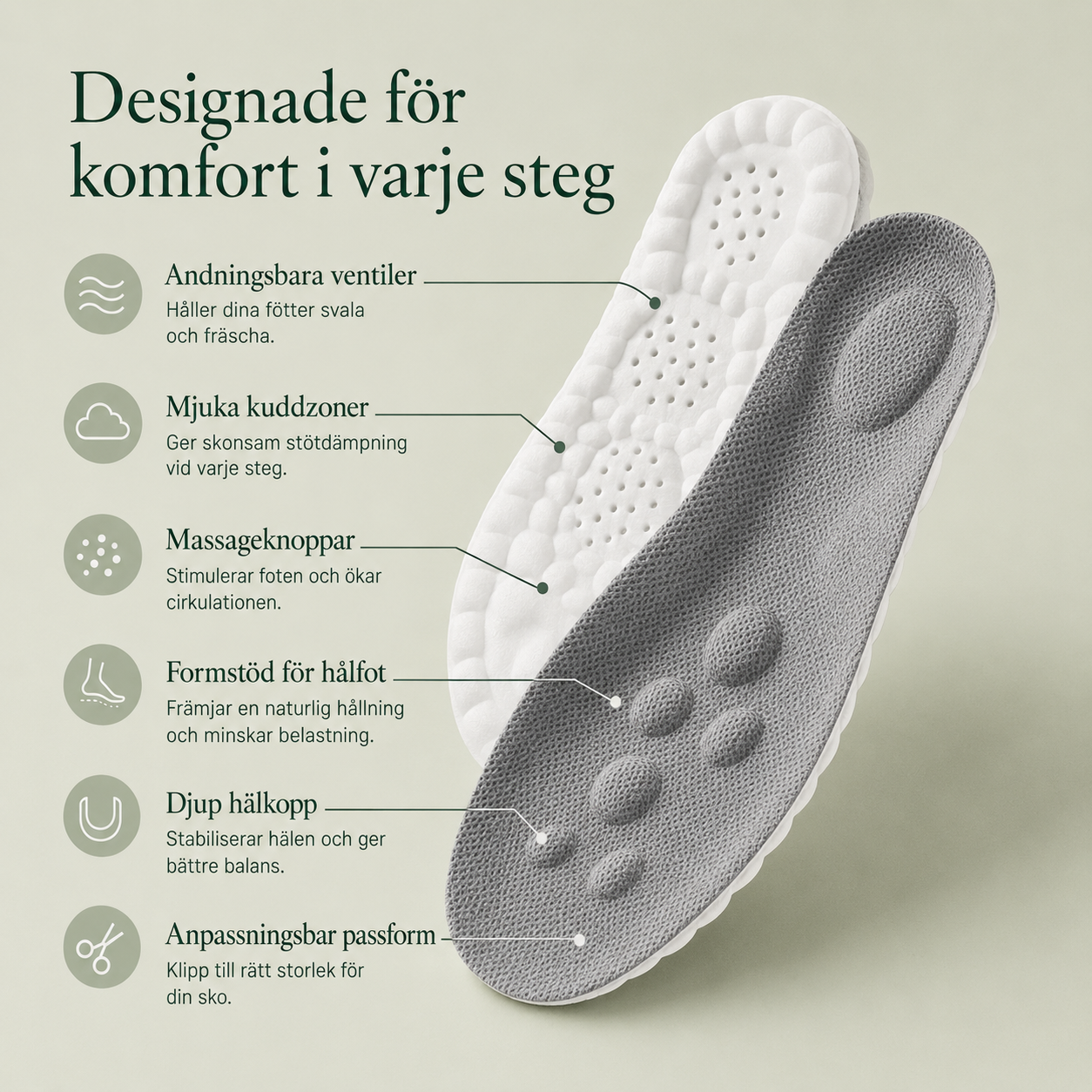 Stega Massagesulor — Komfort & Stöd